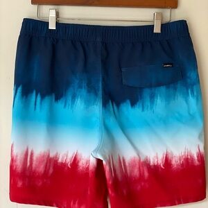 O'Neill Red, White & Blue Ombre Board Shorts